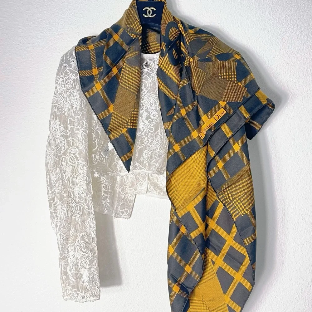 Christian Dior Vintage Silk Scarf in retro print